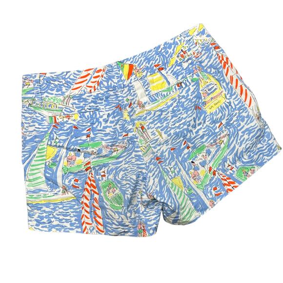 LILLY PULITZER Womens 2 Blue Get Nauti Low Rise Classic Print Callahan Shorts - Picture 4 of 8